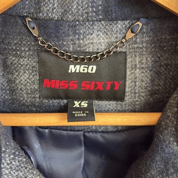 Miss Sixty Plaid Double-Breasted Coat Size  XS - Picture 9 of 9